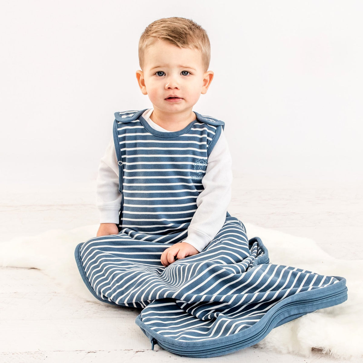 4 Season Ultimate Baby Sleep Bag Merino Wool Organic Cotton 2 Months 2 Years Navy Blue