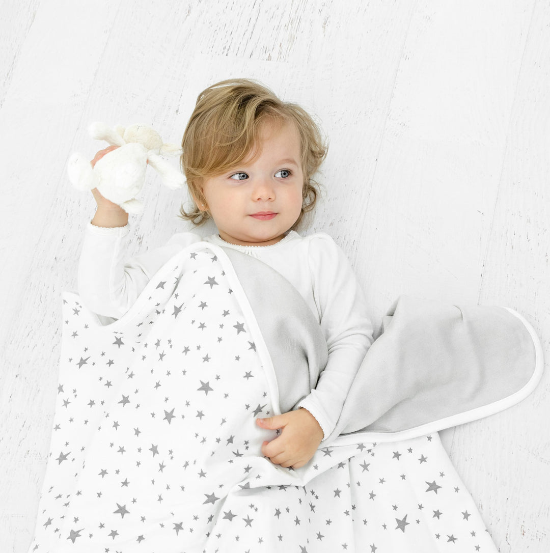 小物 LIDNM BABY WOOL BLANCKET STOLE Bleu La La Whimsy Collection - 100% Luxury Cotton, Soft, Cozy